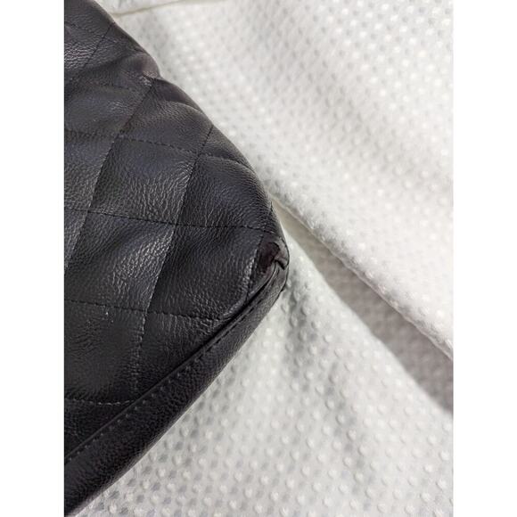 NINE WEST! LUXE BLACK QUILTED LARGE SIZED PURSE, TOTE, HANDBAG- GORGEOUS! - Picture 10 of 11